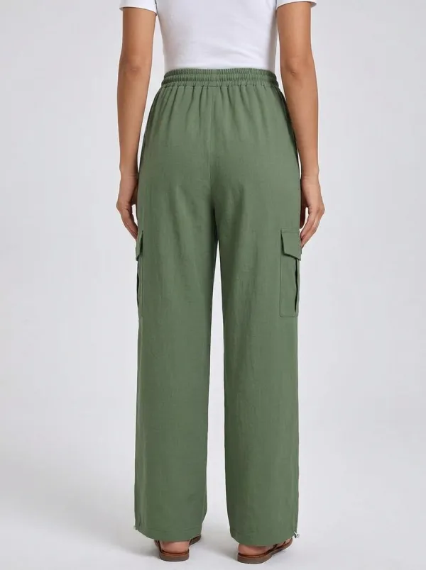Women's Drawstring Cargo Wide-Leg Pants
