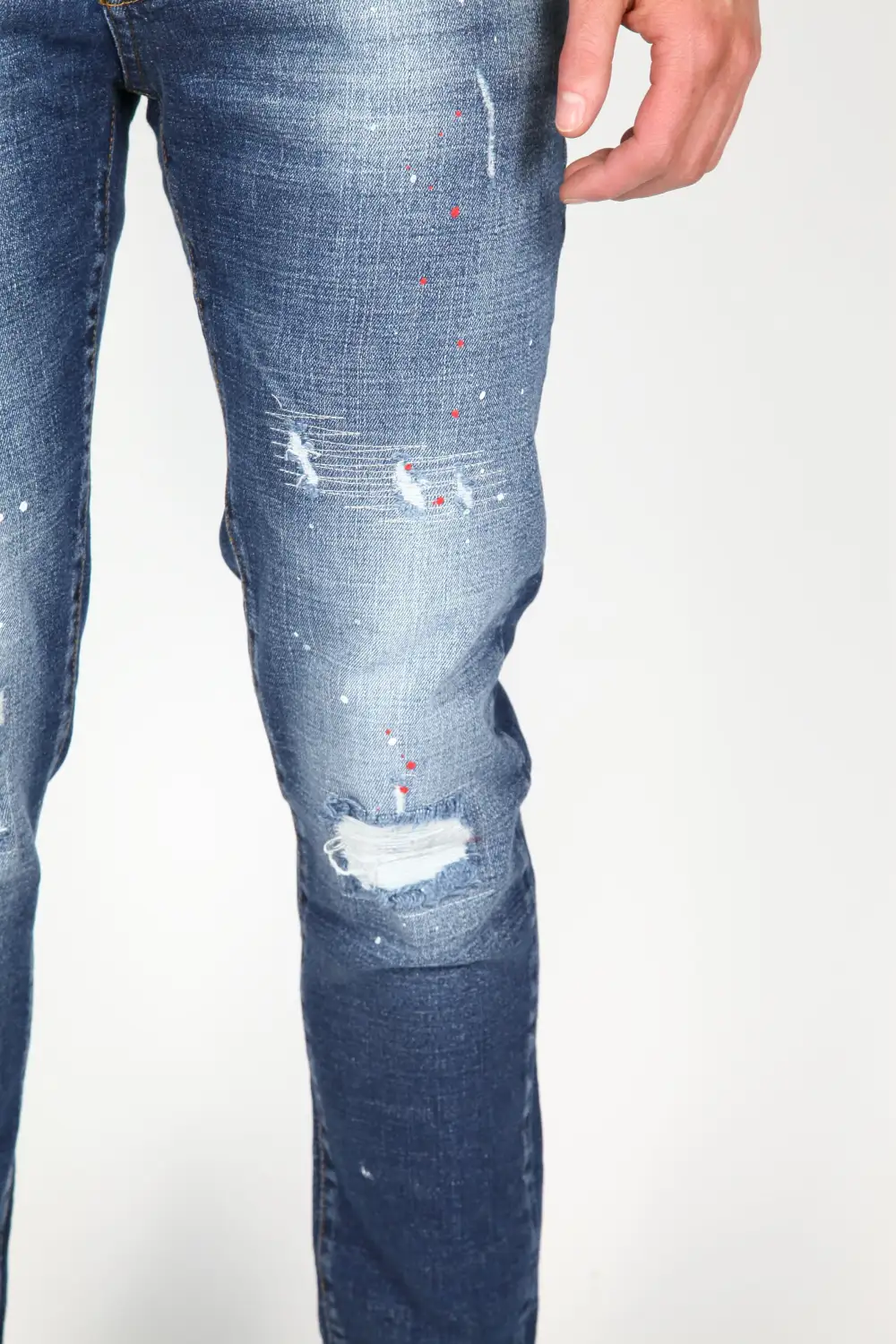Classic Paint Detail Smart Fit Distressed Ripped Jeans