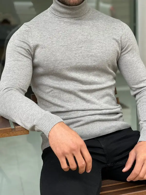 Fine Knit Slim Fit Cotton Turtleneck Sweater