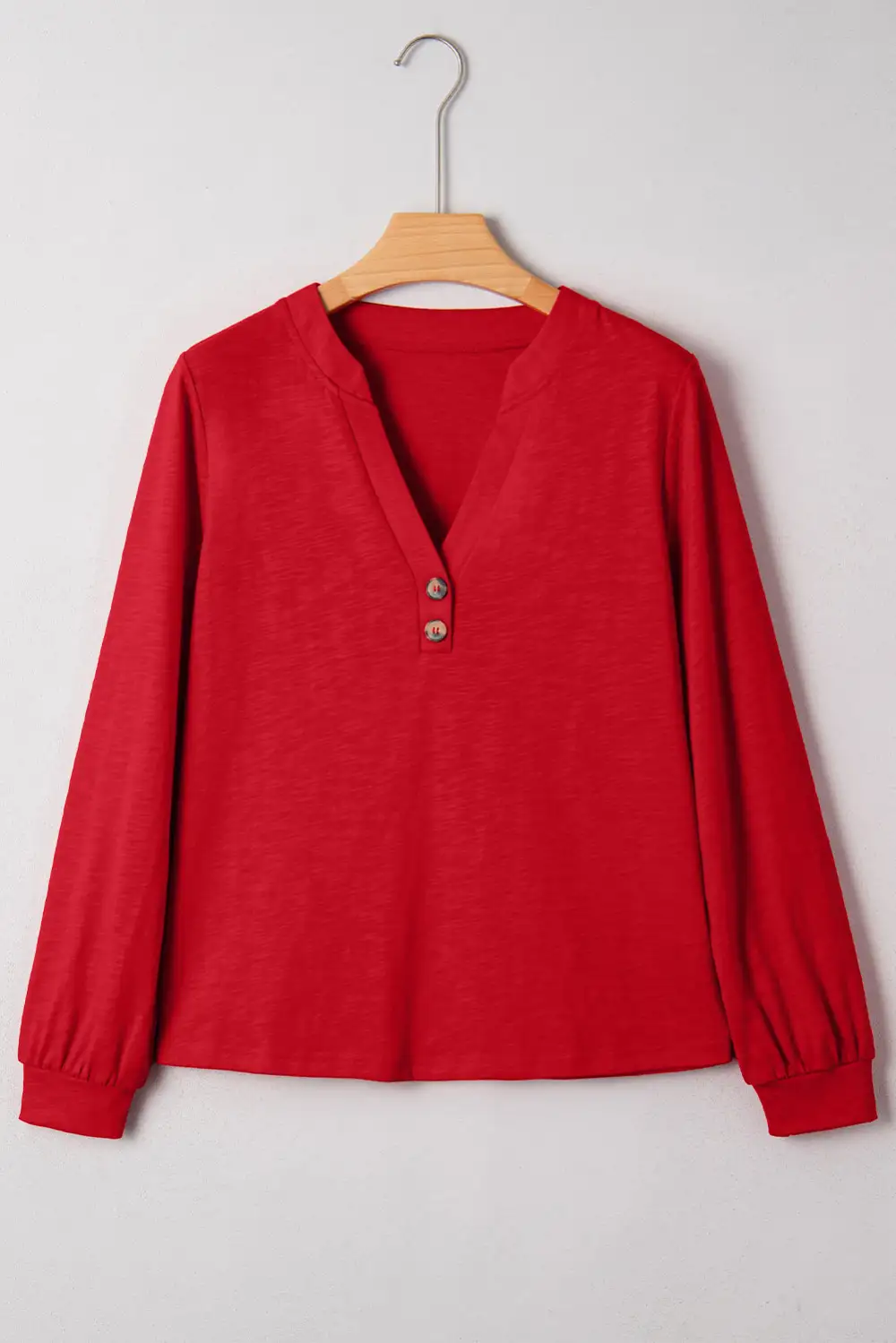 Solid V Neck Long Sleeve Women's Top