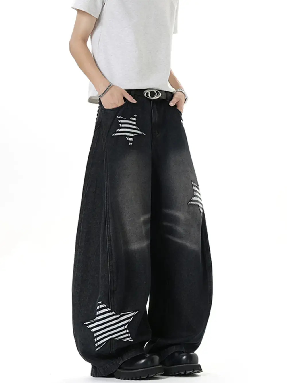 Stripe Star Balloon Jeans