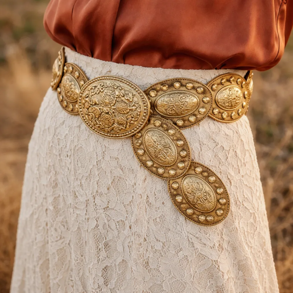 Oval Concho Western Waist Belt