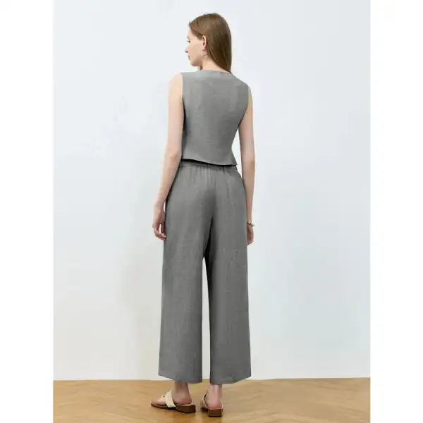 Tie Front Vest and Wide Leg Pants Set