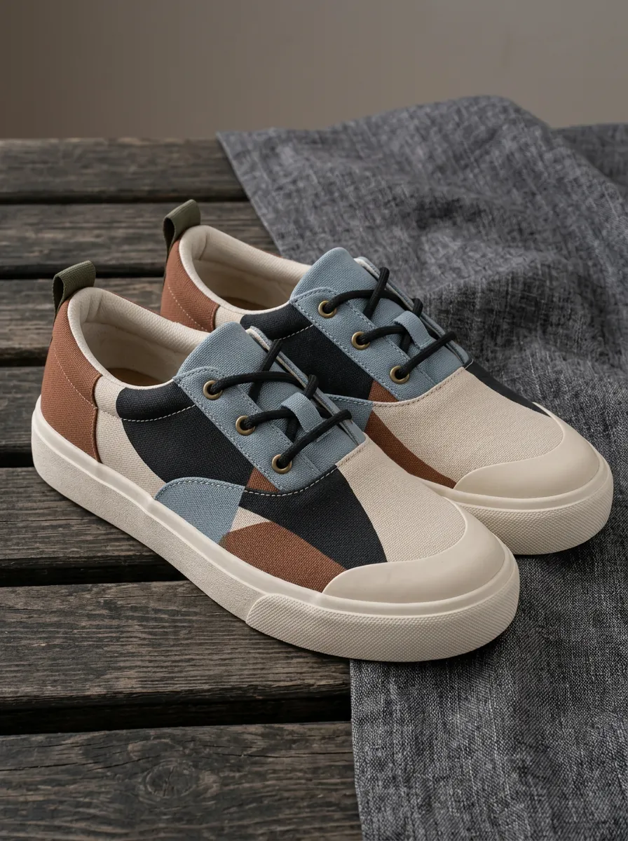 Men's Refined Colorblock Geometric Pattern Patterned Canvas Shoes