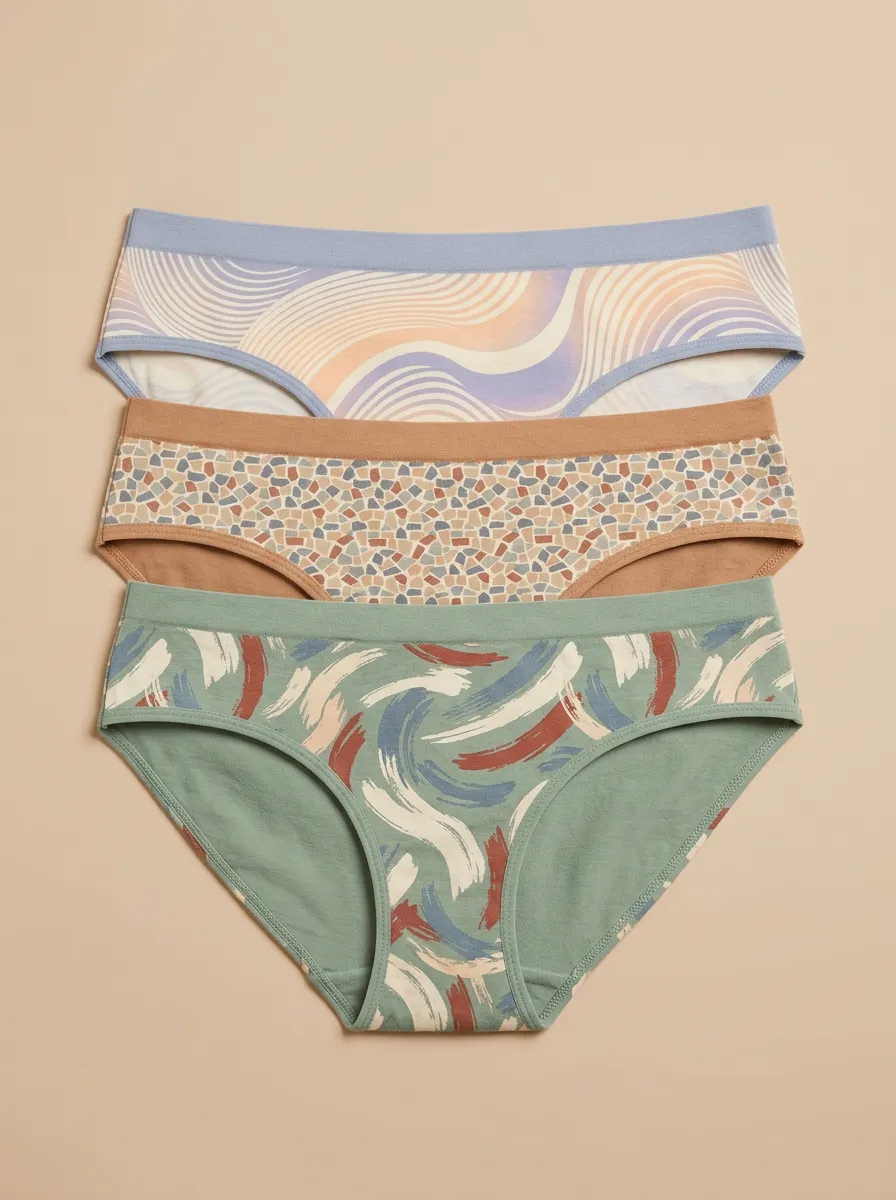 Women's Abstract Art Pattern Printed Three-Pack Briefs
