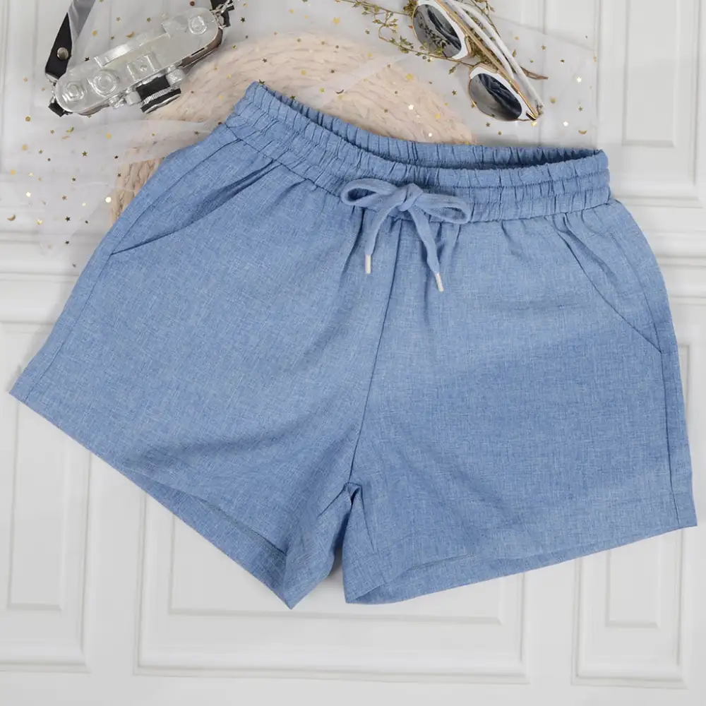 Drawstring Elastic-Waist Pocketed Lightweight Casual Shorts