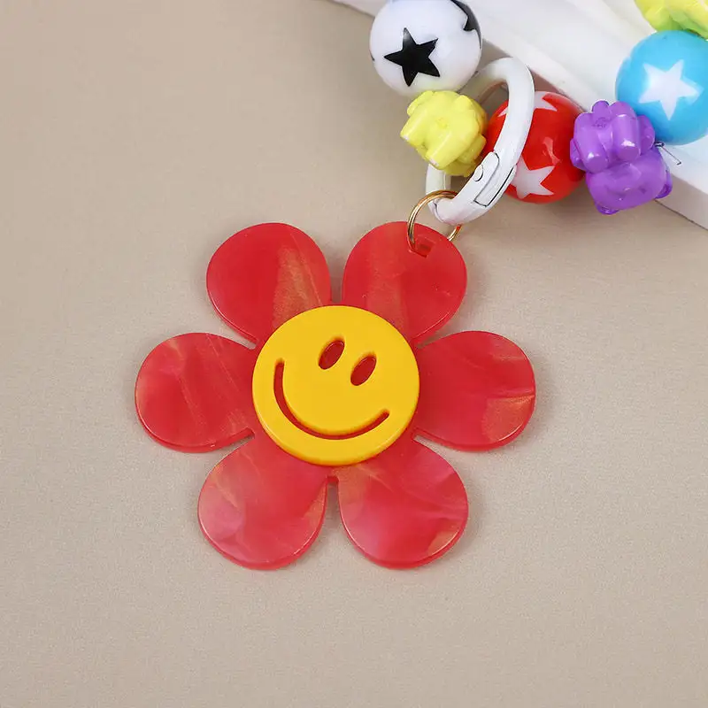 Sunflower Bead Bracelet Rainbow Car Keychain Bag Charm