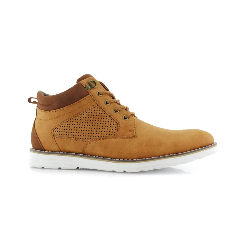 Structured Faux-Suede Suede Faux-Leather Chukka Boots