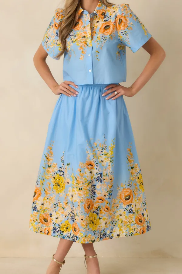 Multicolor Cotton Floral Maxi Skirt