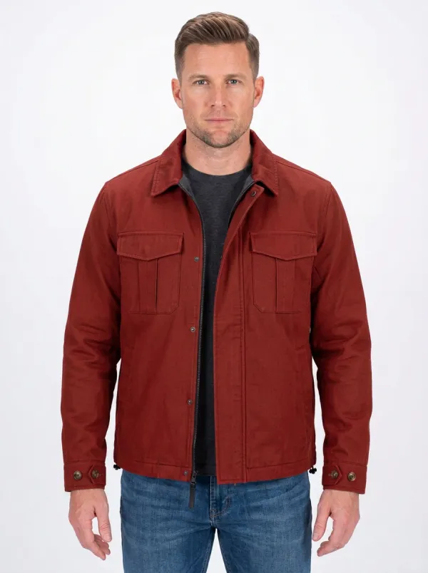 Men's Casual Military Style Olive Green Utility Jacket