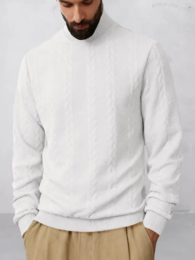 Waffle Knit Jacquard Ribbed Hoodie