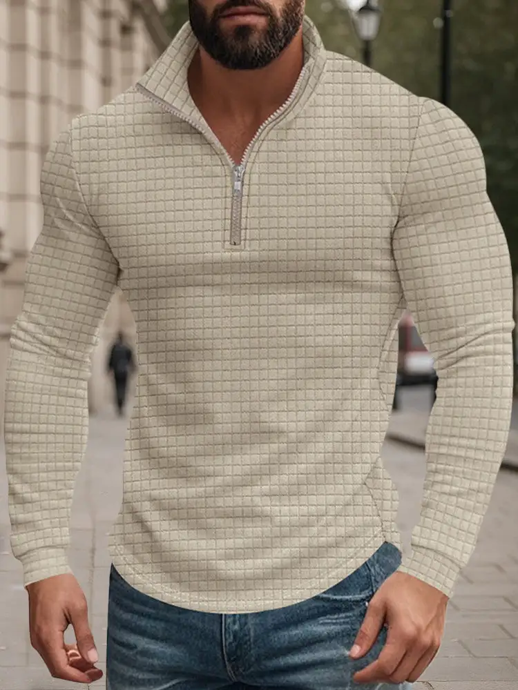 Casual Checkered Stand Collar Sweatshirt Hoodie