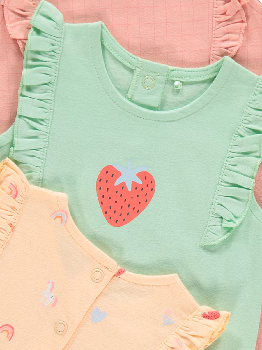 Fruit Print Frilled Jersey Romper 3 Pack detail 1
