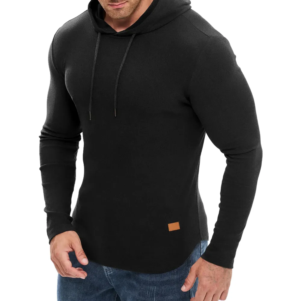Men's Fashion Fleece-Lined Long-Sleeve Hooded Sweatshirt Pullover