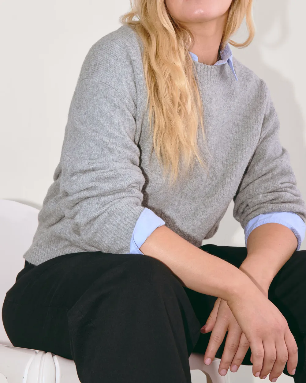 Heathered Grey Comfortable Knitted Sweater