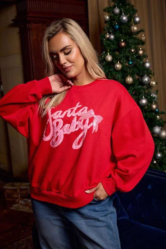 Red 'Santa Baby' Slogan Sweatshirt