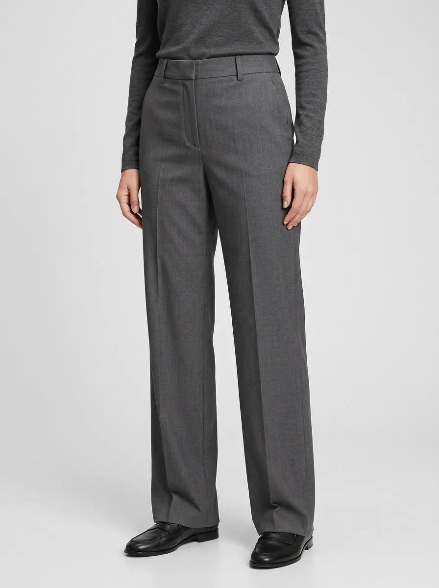 Casual High Rise Wide Leg Trousers