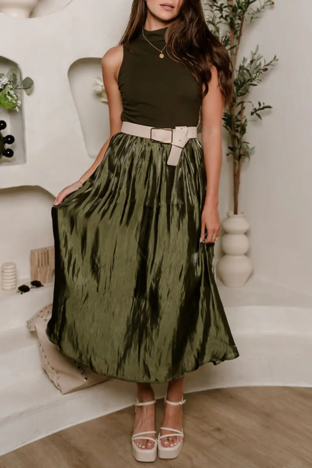 Plain Halter Neckline Maxi Dress