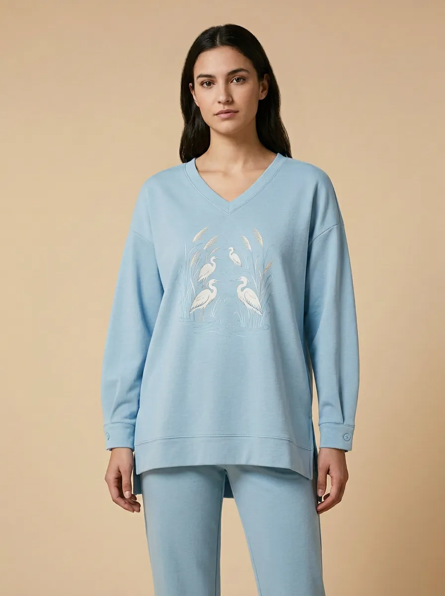 Women's V-Neck Graphic Sweatshirt