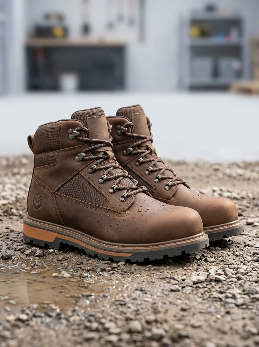 All-Terrain-Look Outdoor Leather-Look Men's Waterproof Work Boots