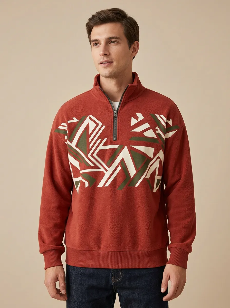 Graphic Half-Zip Geometric Men's Half-Zip Sweatshirt