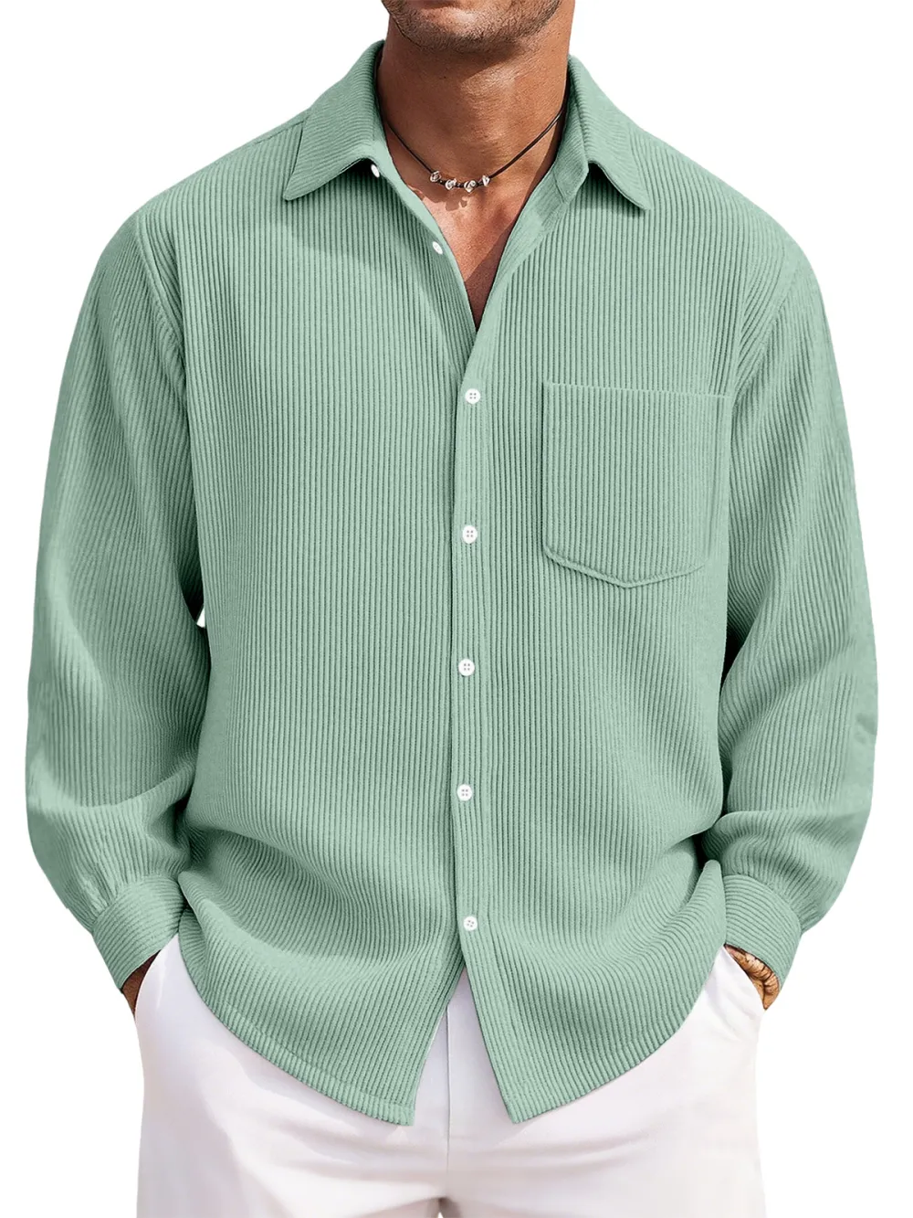 Corduroy Button Front Shirt