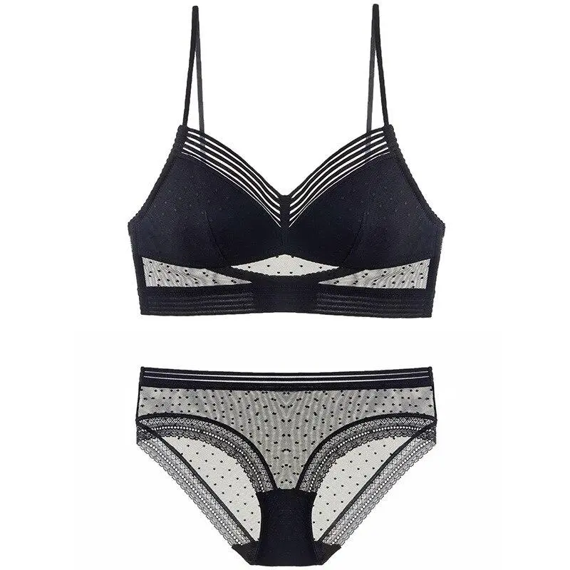 Sheer Polka Dot Lingerie Set