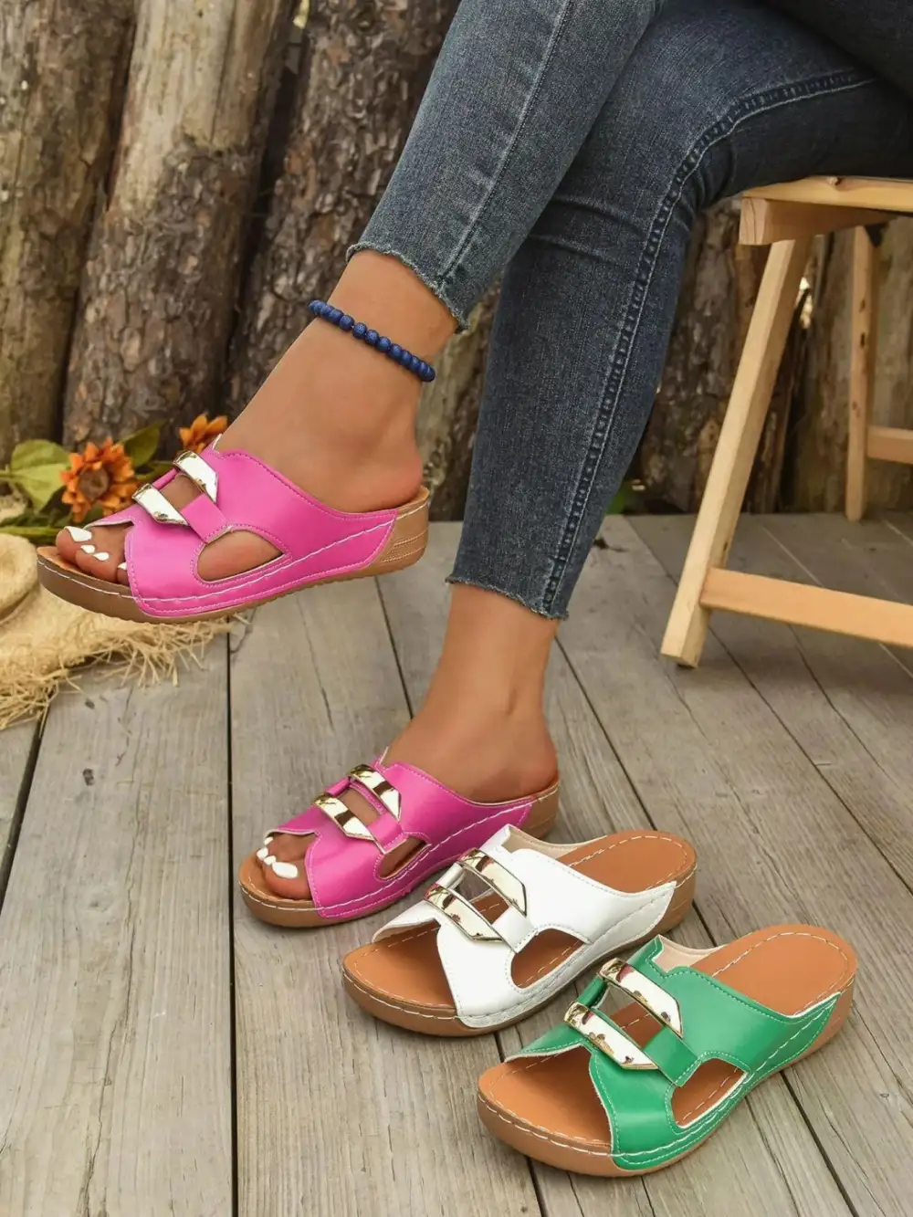 Wedge Buckle Heeled Sandals