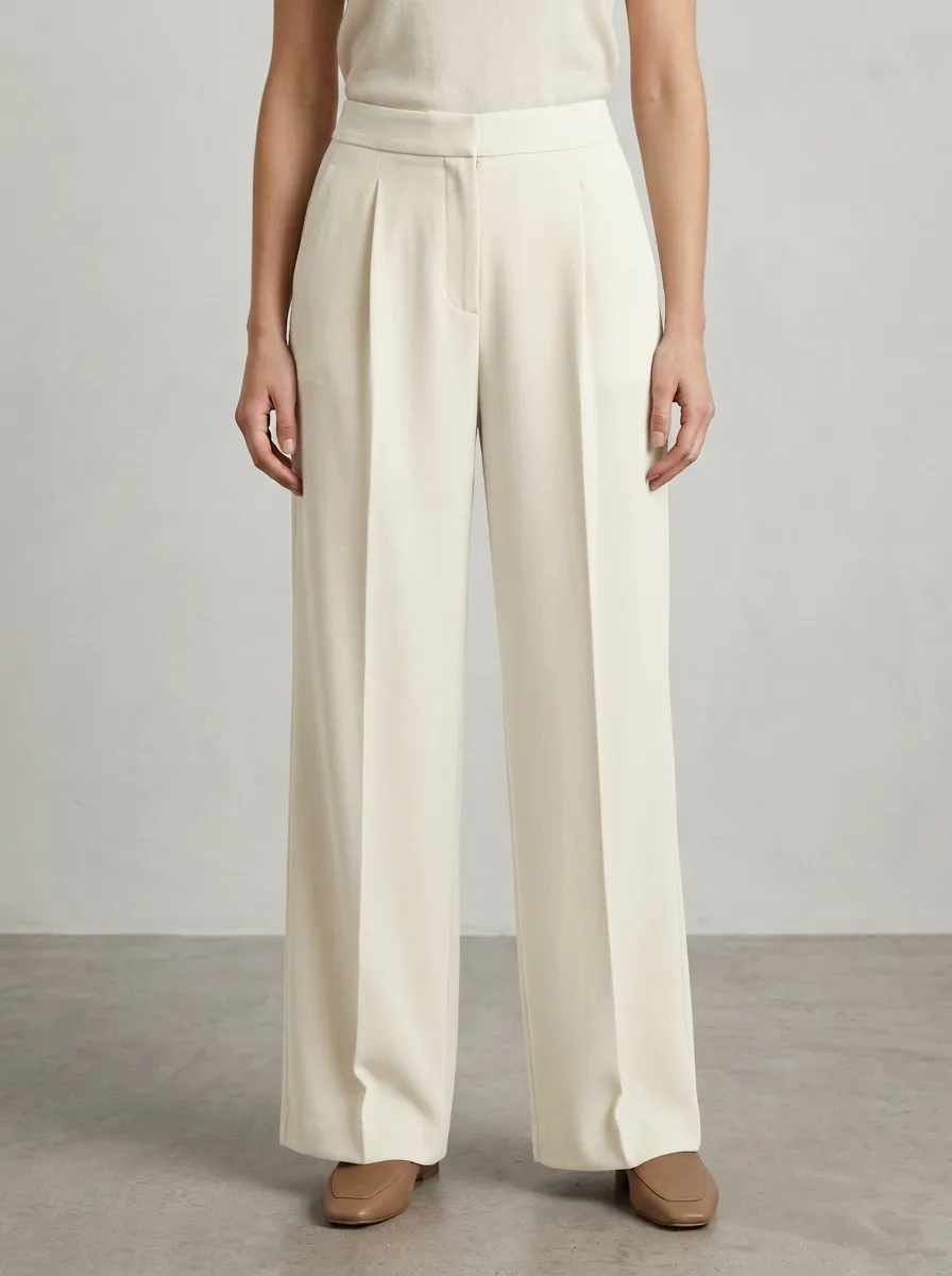 Refined Look Pleated Wide-Leg Trousers