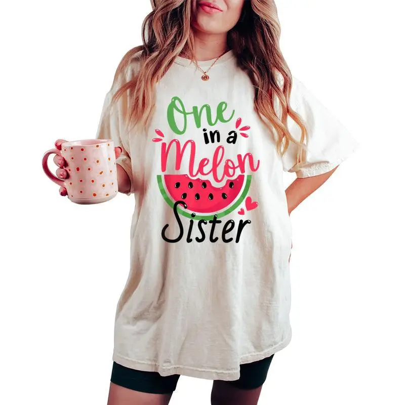 One In A Melon Sister 1St Birthday Party Family Matching Women's Oversized Comfort T-shirt