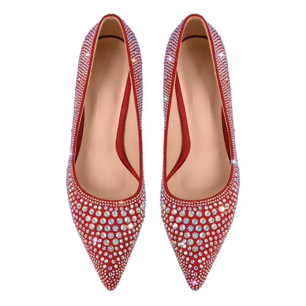 Polished Rhinestone Pointed Toe Stiletto Pumps