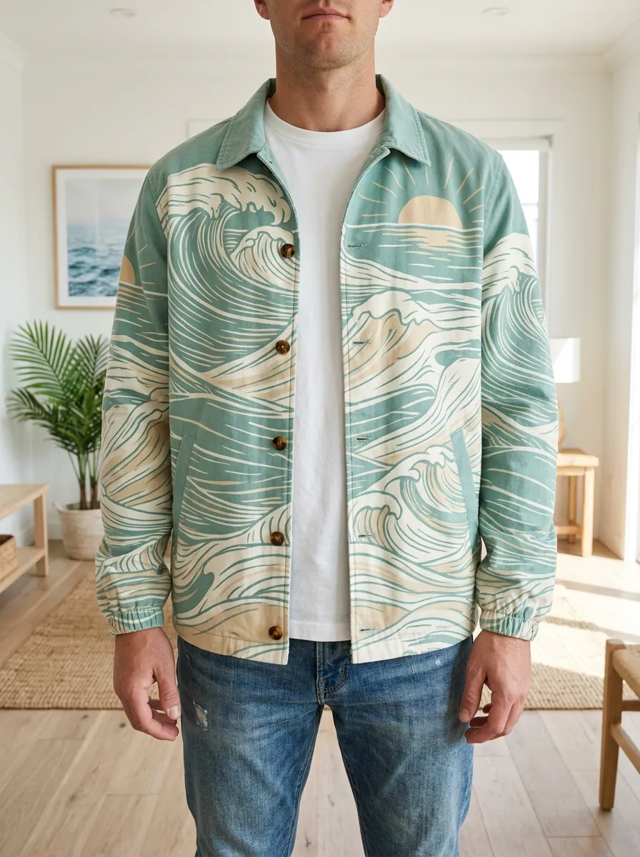 Men's Ocean Wave Sunset Rugged Vista Jacket