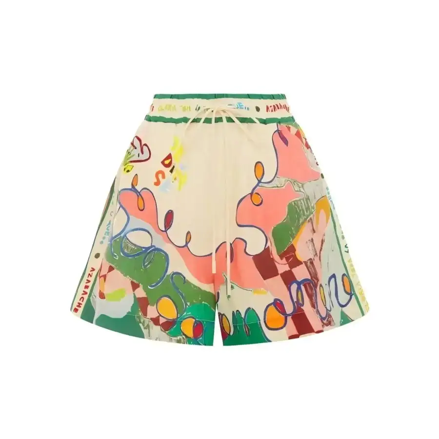 Flowing Printed Button Up Shirt and Shorts Set
