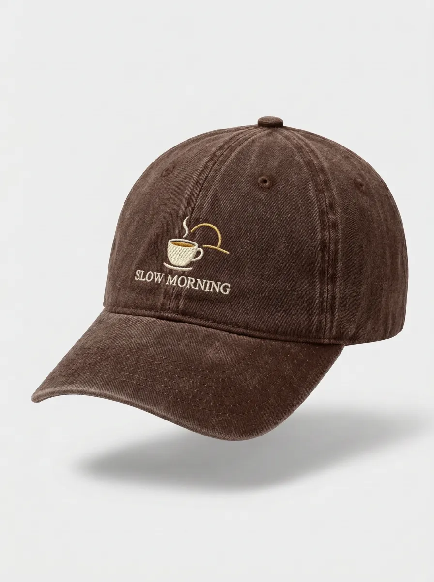Classic Profile Coffee-Lover Slow-Morning Embroidered Unisex Baseball Cap