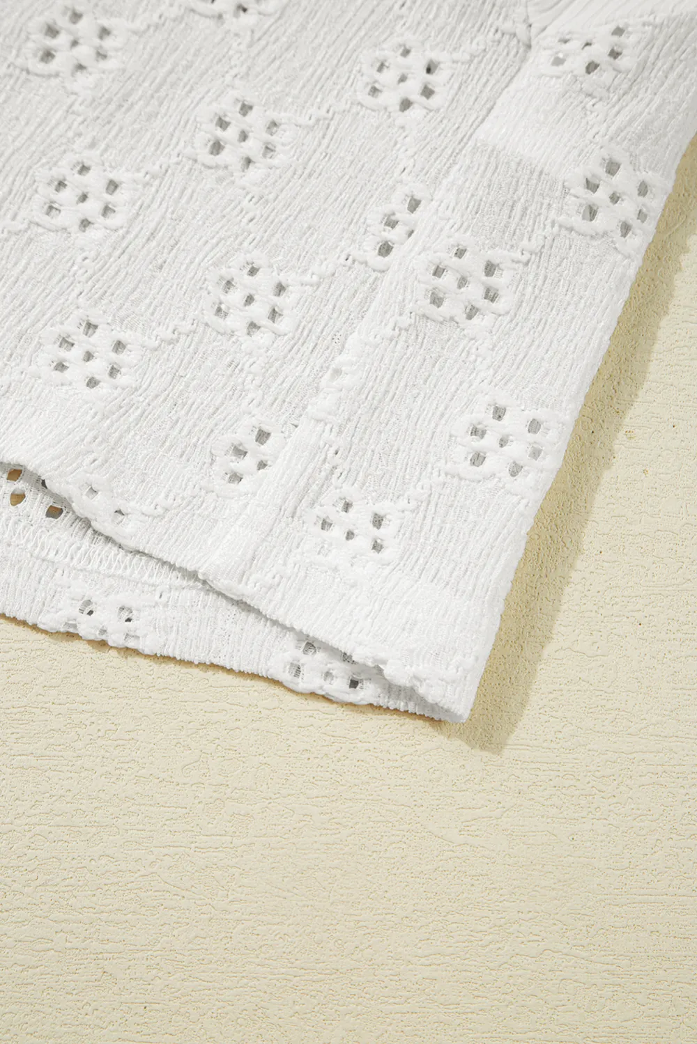 White Twisted Rib Patchwork Embroidered Top