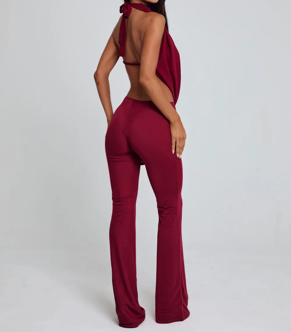Burgundy Cowl Neck Jumpsuit