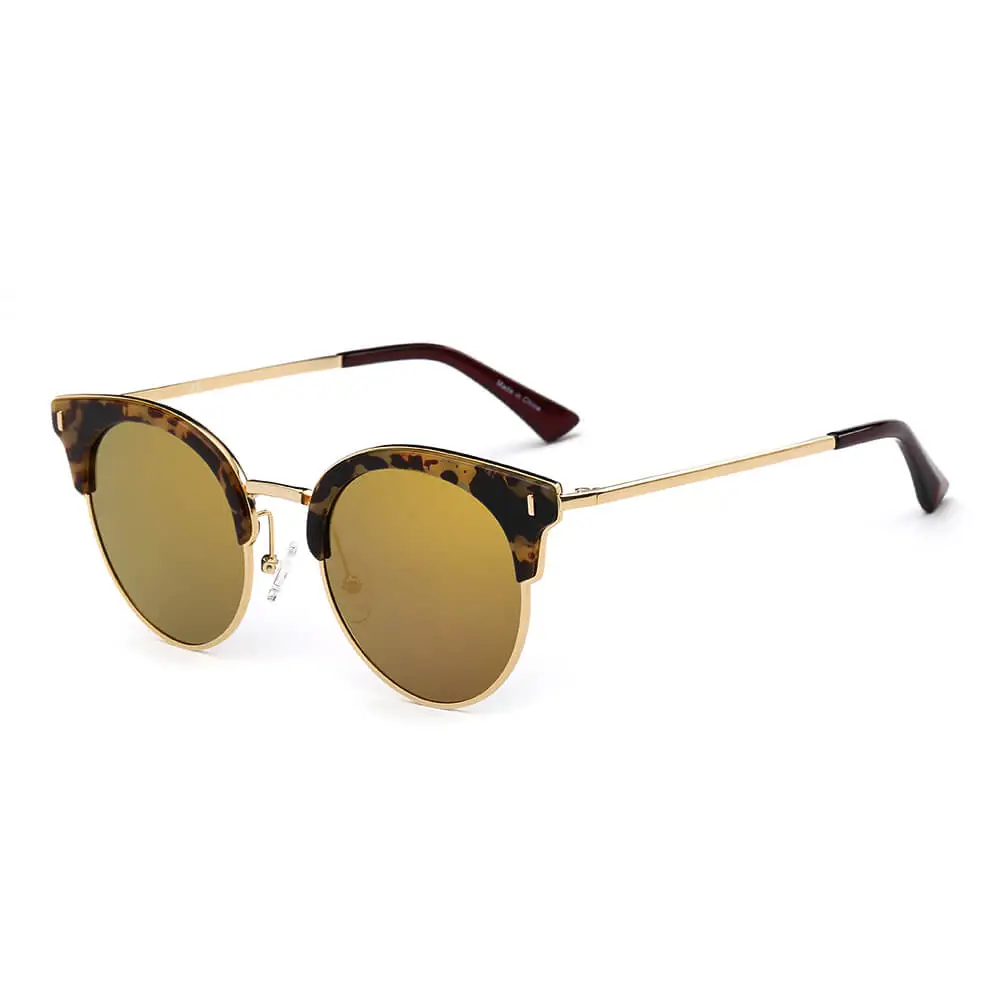 Half Frame Round Cat-Eye Polarized Sunglasses