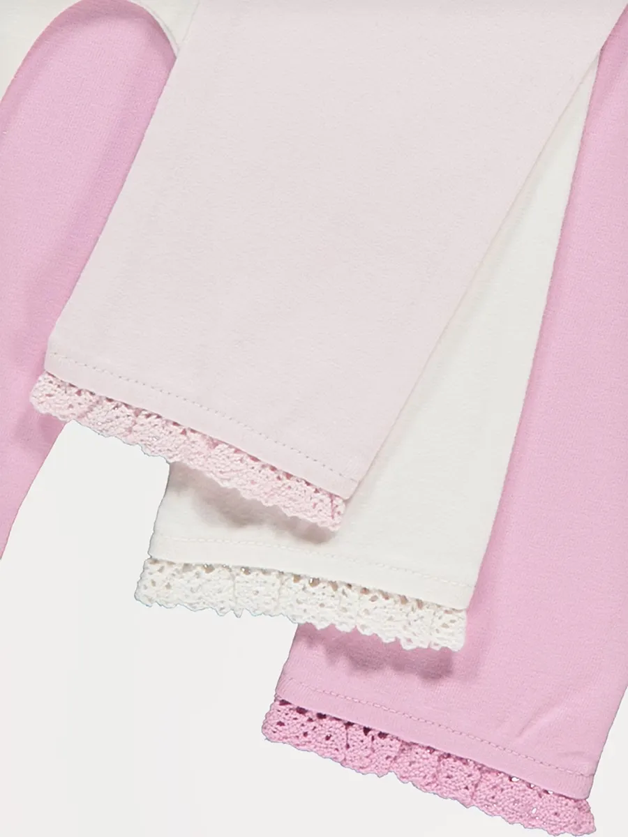 Lace Trim Leggings 3 Pack