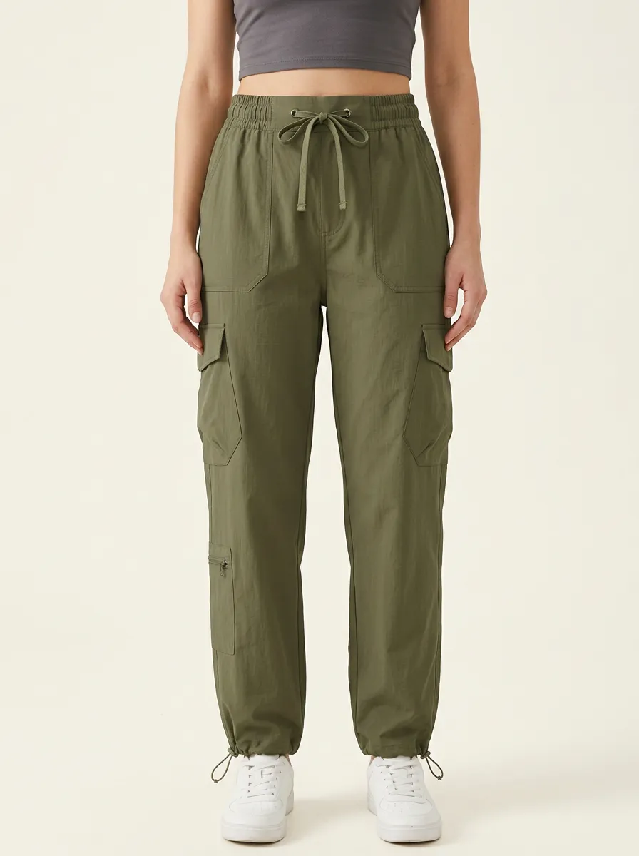 Multi-Pocket Pocket Elastic-Waist Breathable Breathable Cargo Pants