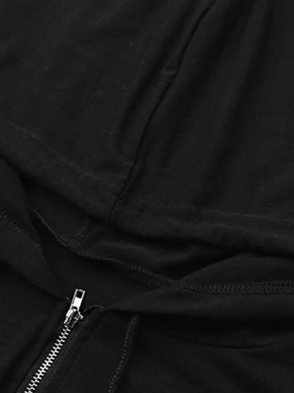 Hooded Zip Loose Cargo Jumpsuit