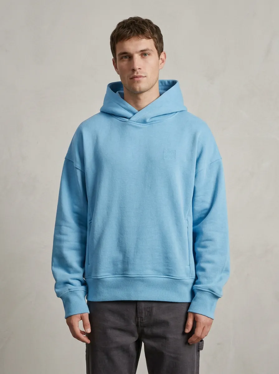 Unisex Embroidered Detail Leisure Ready Pullover Hoodie