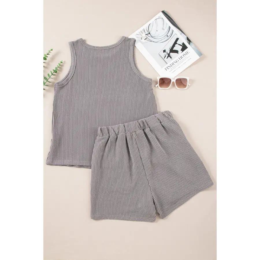 Relaxed Round Neck Sleeveless Top and Shorts Set