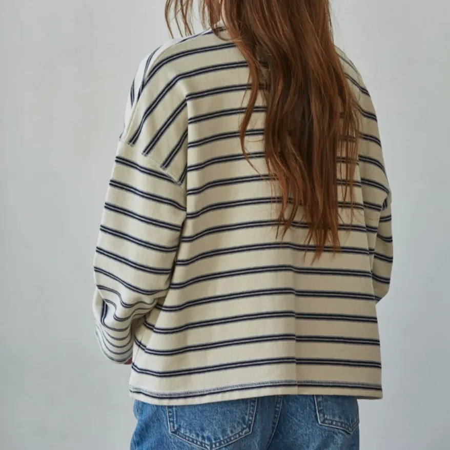 Striped Cotton Knit Crewneck Sweater