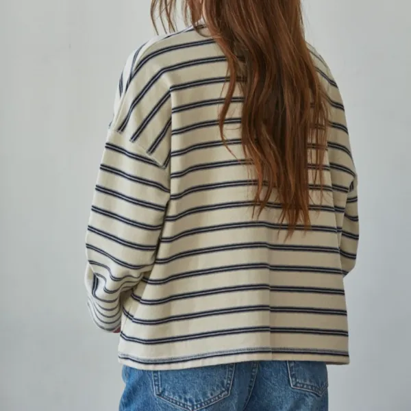 Striped Cotton Knit Crewneck Sweater
