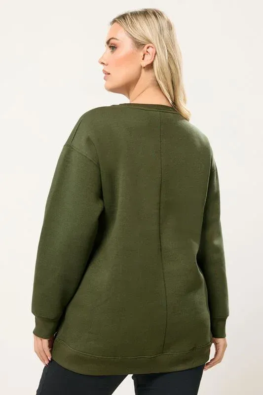 Khaki Green Leopard Print Heart Sweatshirt