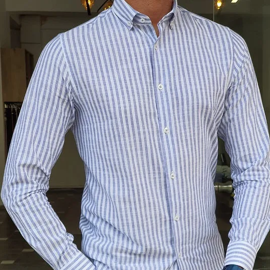 Timeless Long Sleeve Slim Fit Striped Cotton Casual Shirt