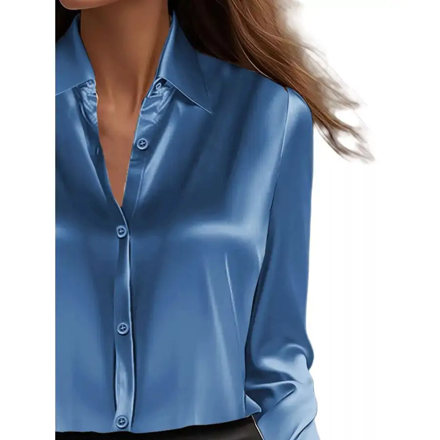 Full Size Button Down Collared Neck Long Sleeve Shirt Plus Size