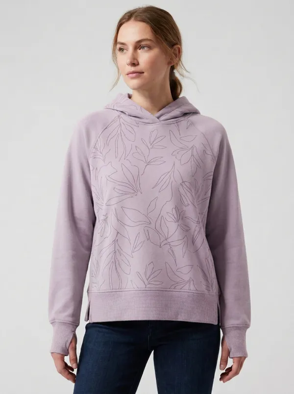 Women's Botanical Line Art Leaf Nature Inspired Graphic Hoodie