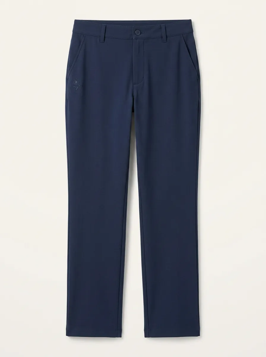 Women's Timeless Everyday Floral Embroidered Mid Rise Straight Leg Pants