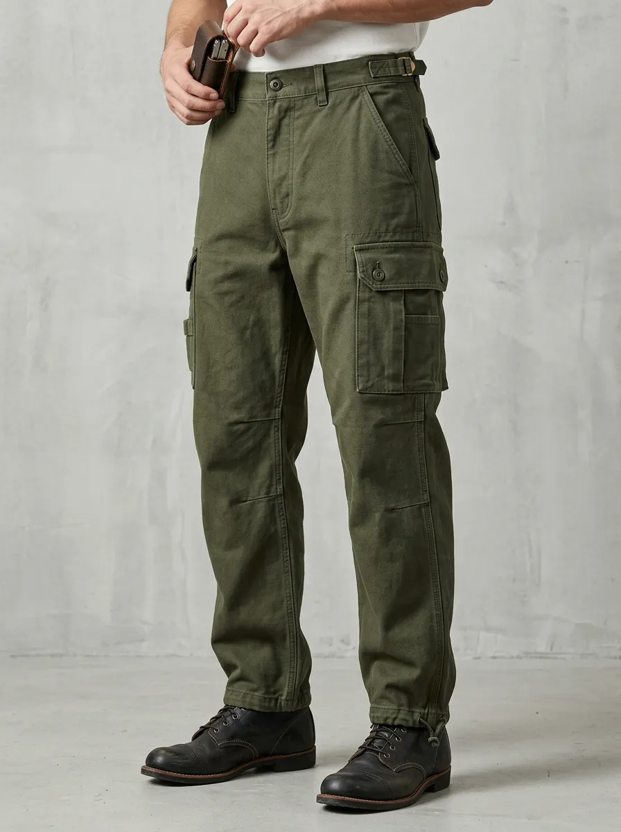 Men's Relaxed Canvas Military Tactical Pants